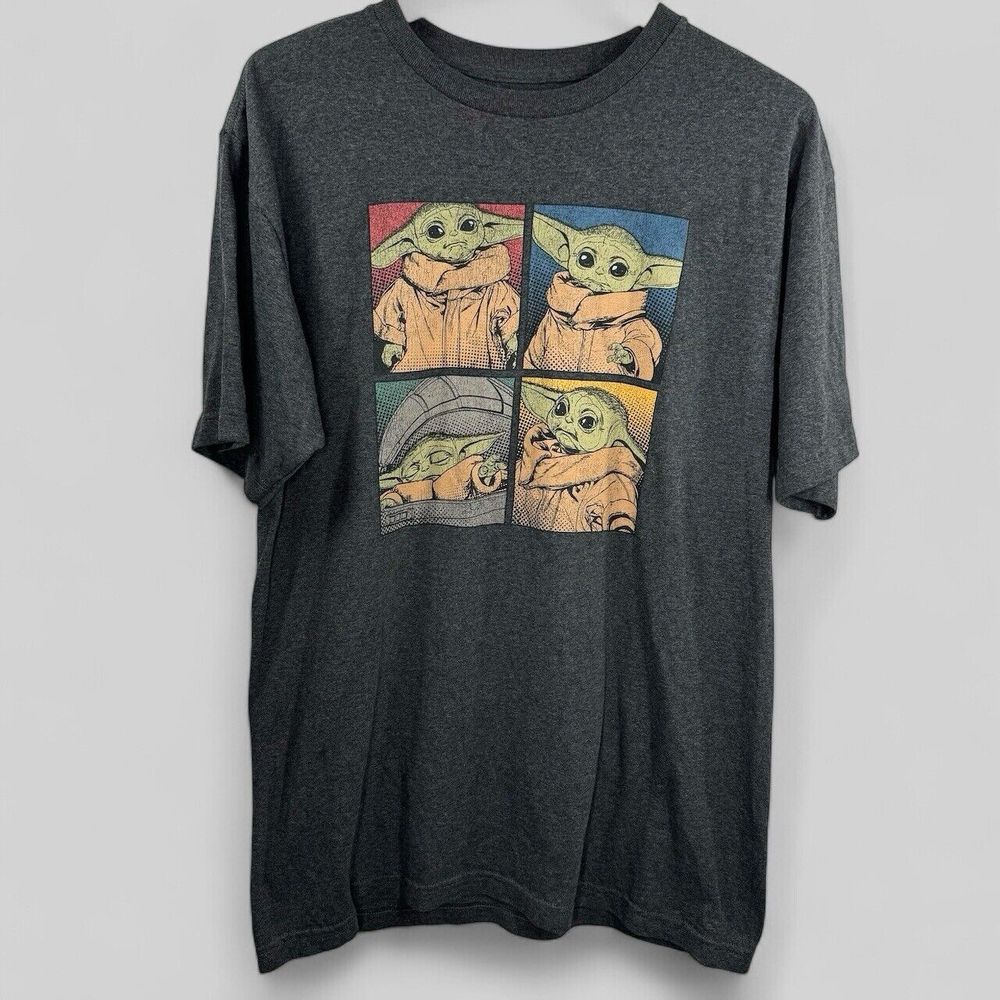 Star Wars Baby Yoda Moods Mens L/ T-Shirt Mandalorian Tv Show Child Grogu